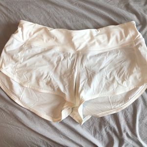 White Lululemon Speed Up Shorts